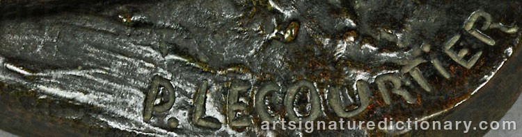 Authentic signature by Prosper LECOURTIER on artwork