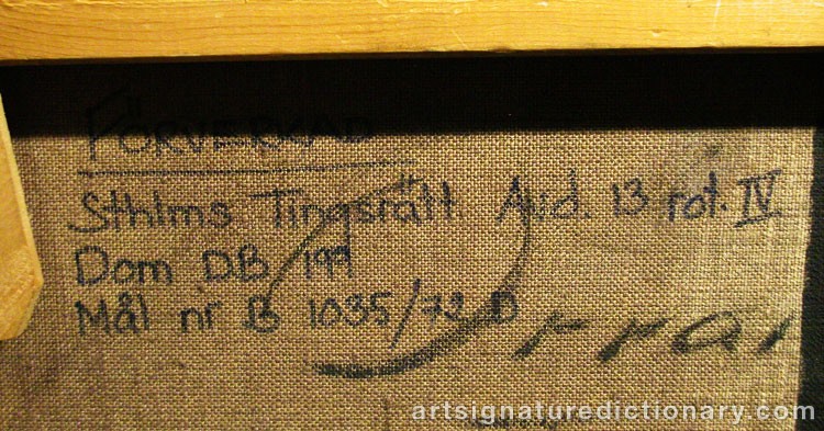 Close-up details showing Bruno LILJEFORS signature forgery characteristics