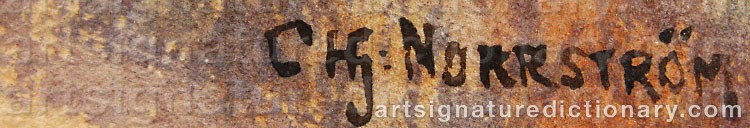 Authentic signature by Carl Hjalmar NORRSTRÖM on  artwork