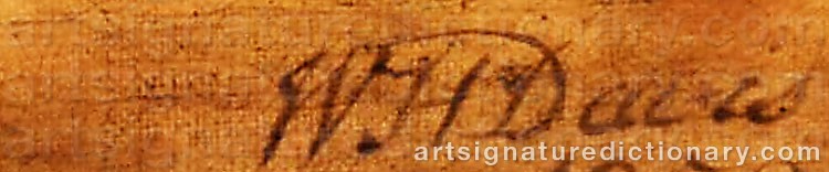 Authentic signature by William Henry DAVIS on  artwork