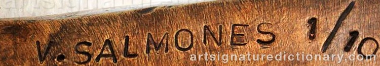 Authentic signature by Victor SALMONES on Sculpture artwork