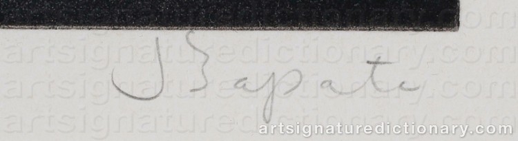 Authentic signature by Julio ZAPATA on Drawing/Graphic/Print artwork