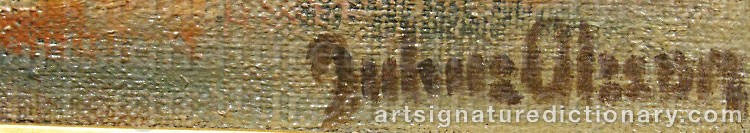 Authentic signature by Julius OLSSON on artwork
