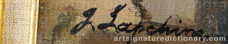 Authentic signature by Georgi Alexandrovich LAPCHINE on Painting/Watercolour artwork