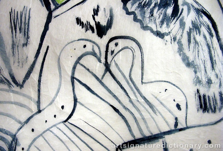 Close-up details showing Pierre ALECHINSKY signature forgery characteristics