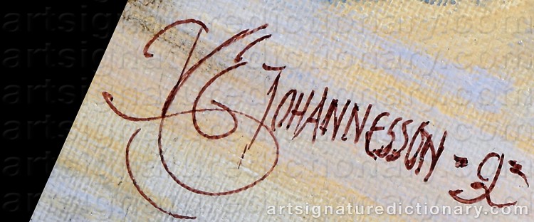 Authentic signature by Karl-Einar JOHANNESSON on Painting/Watercolour artwork