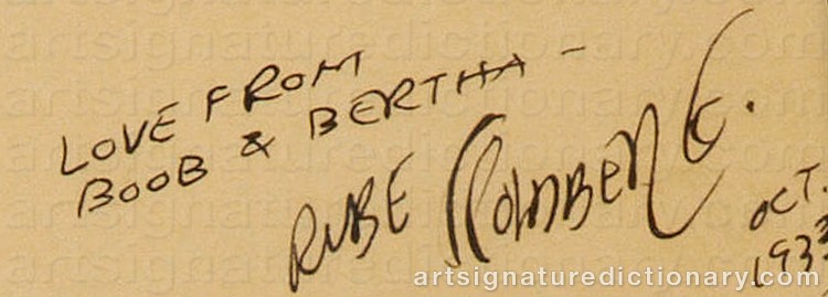 Authentic signature by Rube GOLDBERG on Drawing/Graphic/Print artwork