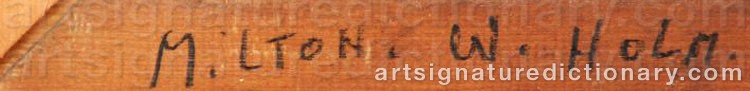 Authentic signature by Milton W. HOLM on  artwork