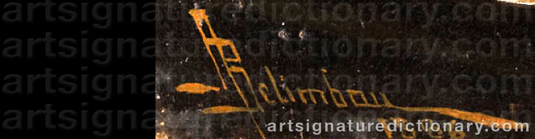 Authentic signature by Adolfo BELIMBAU on  artwork