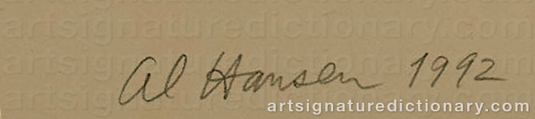 Authentic signature by Al HANSEN on  artwork