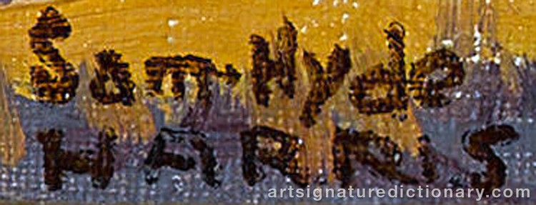 Authentic signature by Samuel Hyde HARRIS on Painting/Watercolour artwork