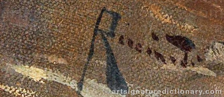 Authentic signature by Oscar RICCIARDI on Painting/Watercolour artwork