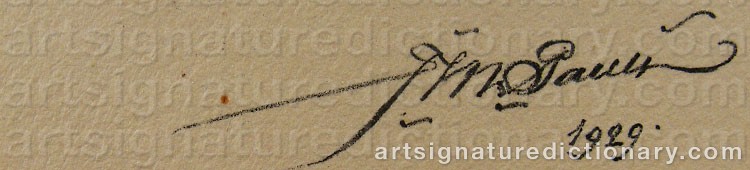 Authentic signature by James PAULI on artwork
