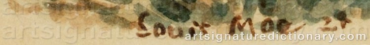 Authentic signature by Louis MOE on  artwork
