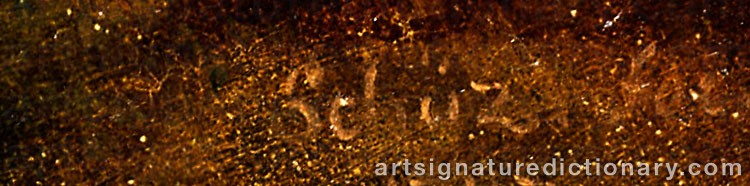Authentic signature by Christian Georg The Elder SCHÜTZ on  artwork