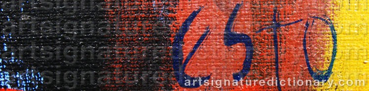 Authentic signature by Estoardo ‘Esto’ BARRIOS CARRILLO on  artwork