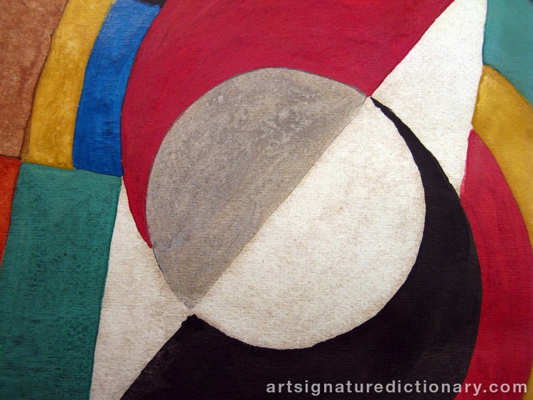 Close-up details showing Sonia DELAUNAY signature forgery characteristics