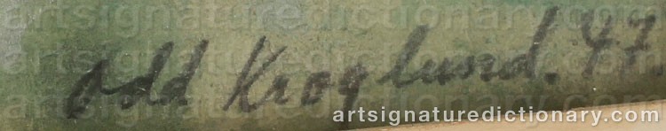 Authentic signature by Odd KROGLUND on  artwork