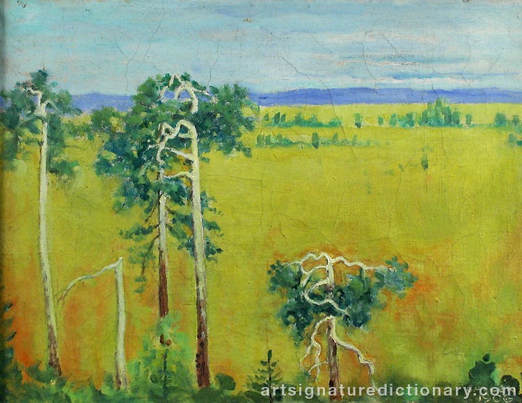 Close-up details showing Akseli GALLEN-KALLELA signature forgery characteristics