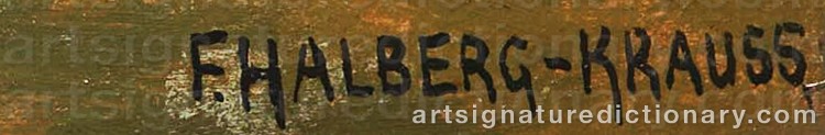 Authentic signature by Fritz HALBERG-KRAUSS on  artwork