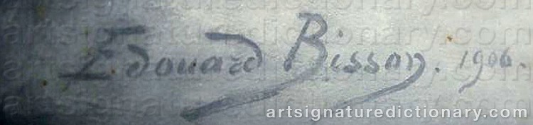 Authentic signature by Edouard BISSON on Drawing/Graphic/Print artwork