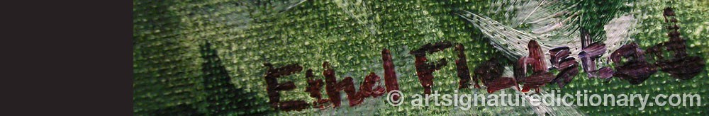Authentic signature by Ethel FLADSTAD on  artwork