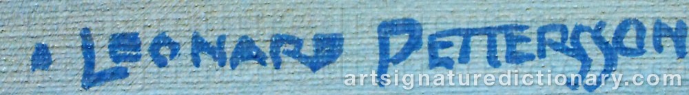 Authentic signature by Leonard PETTERSSON on  artwork
