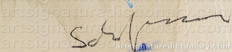 Authentic signature by Mario SCHIFANO on  artwork