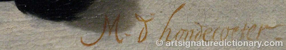 Authentic signature by Melchior De HONDECOETER on Painting/Watercolour artwork