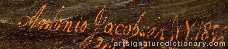 Authentic signature by Antonio Nicolo Gasparo JACOBSEN on Painting/Watercolour artwork