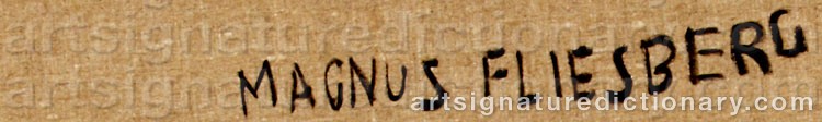 Authentic signature by Magnus FLIESBERG on  artwork