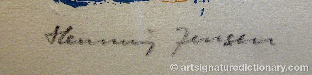 Authentic signature by Henning JENSEN on  artwork