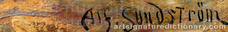 Authentic signature by Alf SUNDSTRÖM on artwork