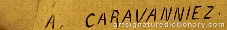 Authentic signature by Alfred CARAVANNIEZ on  artwork