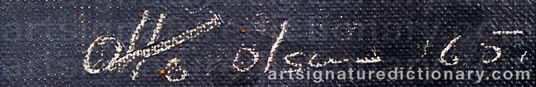 Authentic signature by Otto OLSEN on artwork