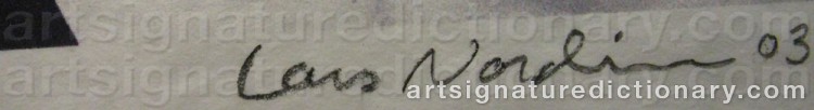 Authentic signature by Lars NORDIN on  artwork