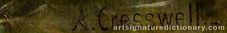 Authentic signature by Albert CRESSWELL on  artwork