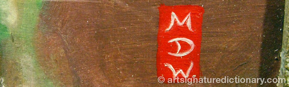 Authentic signature by Margaret D. WARREN on  artwork