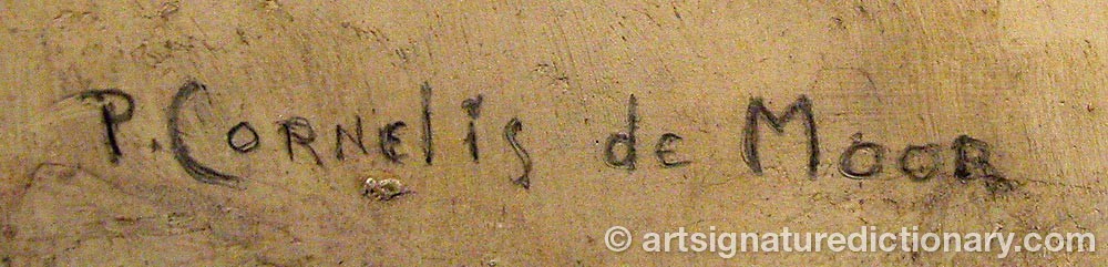 Authentic signature by Pieter Cornelis De MOOR on artwork