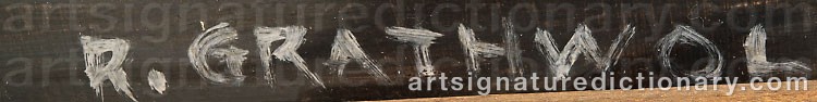 Authentic signature by Ray Anthony GRATHWOL on artwork