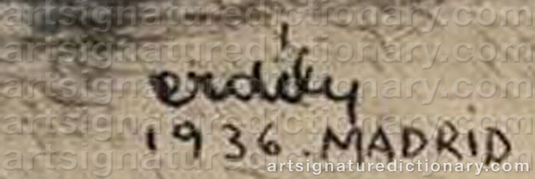 Authentic signature by Francis De ERDELY on  artwork