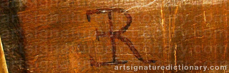 Authentic signature by Eugène ROGER on  artwork