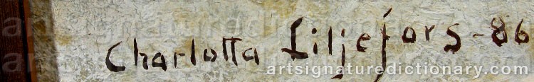 Authentic signature by Charlotta LILJEFORS on artwork