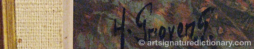Authentic signature by Harald GROVENS on artwork