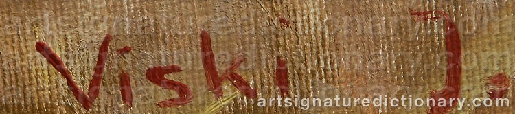 Authentic signature by János VISKI on  artwork