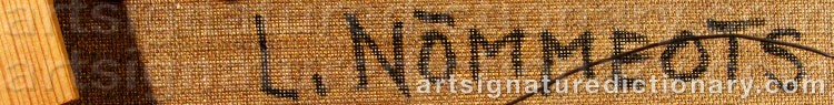 Authentic signature by Lembit NOMMEOTS on  artwork