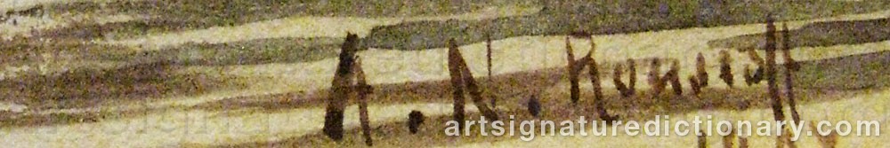 Authentic signature by Alexandre Nicolaievich VOLKOV ROUSSOFF on Painting/Watercolour artwork