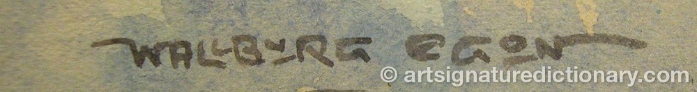 Authentic signature by Egon WALLBURG on  artwork