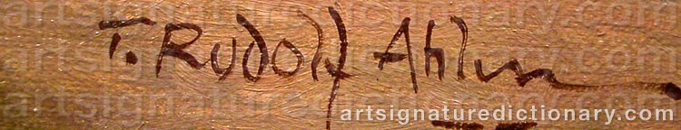 Authentic signature by Tage Rudolf AHLM on  artwork