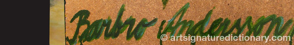 Authentic signature by Barbro ANDERSSON on  artwork